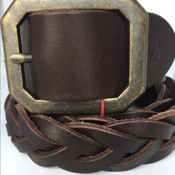 New True Religion Unisex Braided Belt Leather Brown 28 - Picture 2 of 7